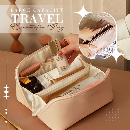 Women Cosmetic Bag Plaid Toiletries Travel Storage Bag PU Leather